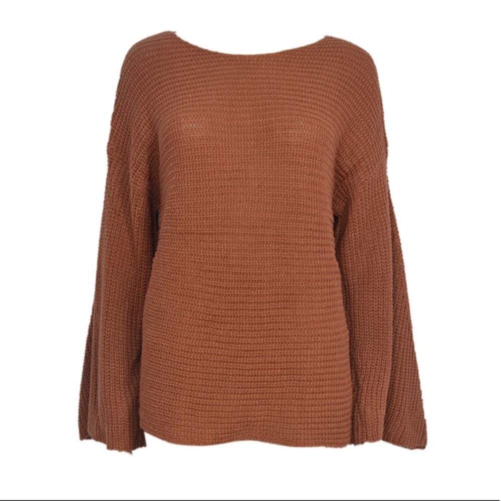 Cinnamon Flare Long Sleeve Knit Sweater - Picture 4 of 7